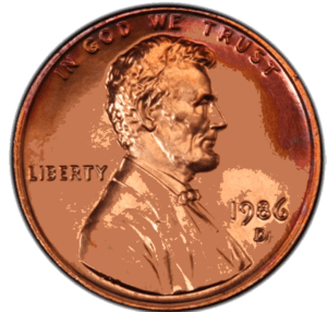 Lincoln penny - 1986 D Lincoln penny value and error