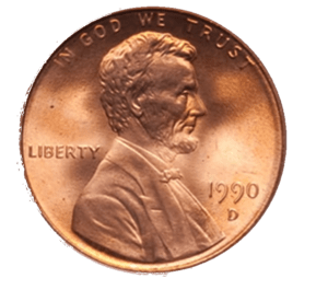 Lincoln penny - 1990 D Lincoln penny value and error