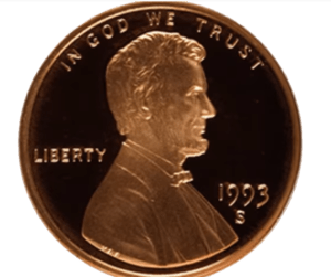 Lincoln penny - 1993 S Lincoln penny proof value and error
