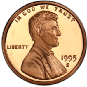 Lincoln penny - 1995 S Lincoln penny proof value and error
