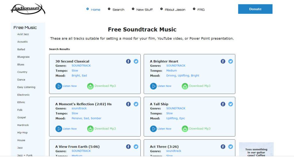 Audionautix- website for free movie sound tracks